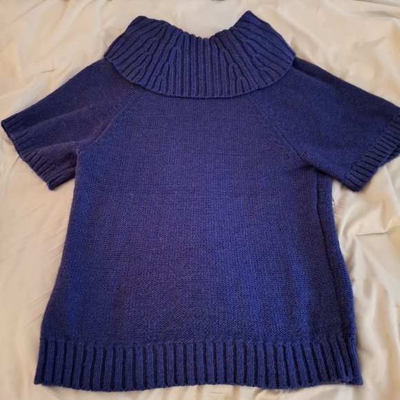 dressbarn Women's Royal Blue Cowl Neck Short Sleeve Sweater - Picture 7 of 8